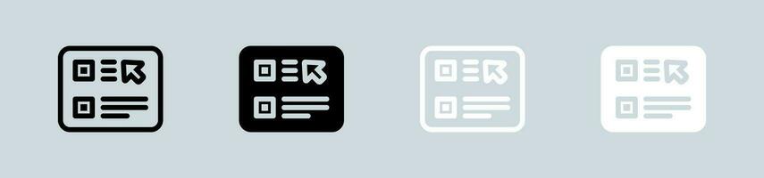 choix icône ensemble dans noir et blanche. choisir bouton panneaux vecteur illustration.