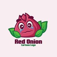 rouge oignon dessin animé mascotte logo conception vecteur
