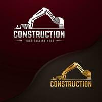 excavatrice construction lourd équipement logo vecteur