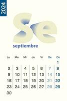 minimaliste calendrier modèle pour septembre 2024, vecteur calendrier dans Espagnol langue.