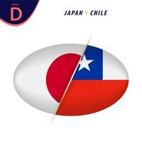 le rugby compétition Japon v Chili . le rugby contre icône. vecteur