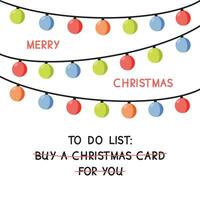 marrant Noël salutation carte avec main écrit caractères. à faire liste. acheter une Noël carte pour toi. branché 2024 couleurs vecteur