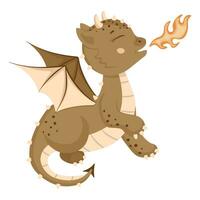 mignonne dragon dans dessin animé style. une cracheur de feu Conte de fée monstre. vecteur