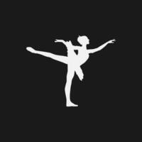 haute détails de ballerine silhouette. minimal symbole et logo de sport. en forme pour élément conception, arrière-plan, bannière, toile de fond, couverture, logotype. isolé sur noir Contexte. vecteur eps dix