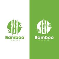 tropical bambou forêt logo, arbre tronc et feuille conception, vecteur illustration symbole