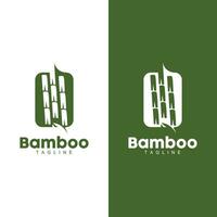 tropical bambou forêt logo, arbre tronc et feuille conception, vecteur illustration symbole