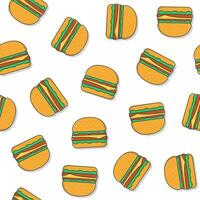 Burger sans couture modèle sur une blanc Contexte. délicieux Burger thème illustration vecteur