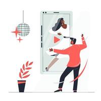 Internet permet aux jeunes hommes de jouer facilement à des cours de danse en vidéo sur leur téléphone portable. vecteur