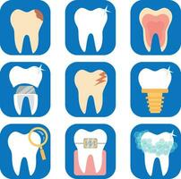 ensemble de les dents Icônes bleu vecteur