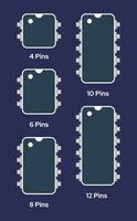 vecteur puce Icônes dans une plat style, avec isolé intégré circuits contre une foncé Contexte.