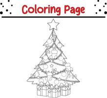 content Noël arbre coloration page pour les enfants. vecteur