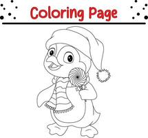 content Noël manchot coloration page pour les enfants. vecteur