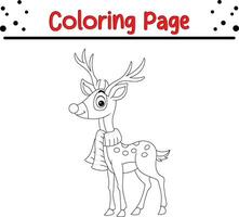 content Noël cerf coloration page pour les enfants. vecteur