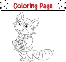 content Noël animal coloration page pour les enfants. vecteur