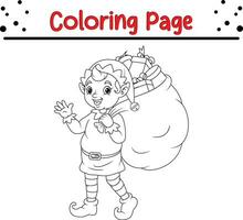 content Noël elfe coloration page pour des gamins vecteur