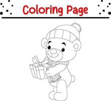 content Noël ours coloration page pour les enfants. vecteur
