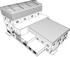 3d illustration de industriel bâtiment vecteur