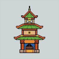 pixel art illustration Japonais temple. pixélisé temple. Japonais temple bâtiment icône pixélisé pour le pixel art Jeu et icône pour site Internet et vidéo jeu. vieux école rétro. vecteur