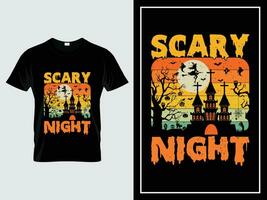 Halloween t chemise conception illustration vecteur effrayant nuit