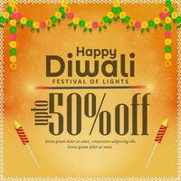 content diwali un d Ventes bannière modèle conception avec floral Contexte. vecteur