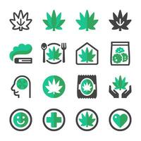 cannabis icône ensemble, vecteur et illustration