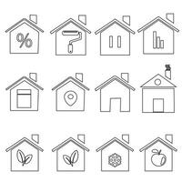 jeu d'icônes de vecteur de maison. collection de signes d'illustration à la maison. symbole du bâtiment.
