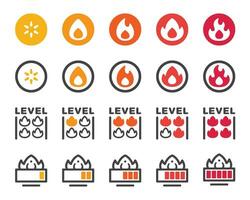 Feu niveau icône ensemble, vecteur et illustration