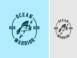 vecteur en colère océan poisson combattant guerrier logo