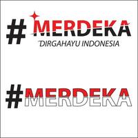 Merdeka dirgahayu Indonésie texte illustration vecteur conception avec rouge, blanc couleurs et des rayons de lumière éléments. adapté pour logos, T-shirt conceptions, affiches, entreprises, salutation cartes, notions, websi
