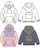 énorme sweat à capuche technique mode illustration avec détendu adapter, longue manches. plat vêtements d'extérieur sauteur vêtements modèle. femmes, Hommes, unisexe sweat-shirt Haut maquette vecteur