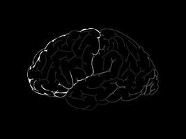 cerveau esquisser icône isolé plus de noir arrière-plan, Humain cerveau vecteur illustration