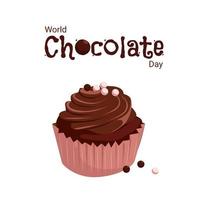 une bannière avec un cupcake pour la journée mondiale du chocolat vecteur