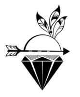 diamant pierre avec La Flèche. La Flèche Succès .mascotte vecteur logo conception