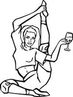 gymnaste élongation et du vin sportive yoga illustration vecteur