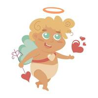 mignonne Cupidon personnage avec un La Flèche. content enfant vecteur