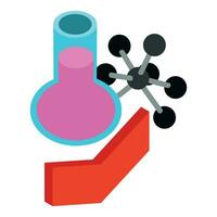 science concept icône isométrique vecteur. chimique ballon molécule modèle et La Flèche vecteur