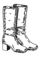 griffonnage de aux femmes haute bottes. contour dessin de l'automne chaussure. main tiré vecteur illustration. Célibataire clipart isolé sur blanc Contexte.