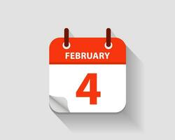 février 4. vecteur plat du quotidien calendrier icône. Date et temps, jour, mois. an. vecteur illustration