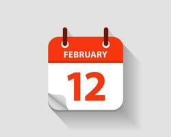 février 12. vecteur plat du quotidien calendrier icône. Date et temps, jour, mois. an. vecteur illustration