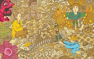 batik indonésien et illustration d'ornement vecteur