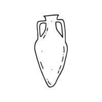 antique vase. navire fabriqué de cuit argile, céramique. vaisselle de ancien Grèce. griffonnage. vecteur illustration. main dessiné. contour.