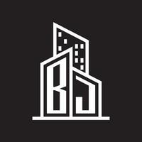 bjréal biens logo avec bâtiment style , réel biens logo Stock vecteur