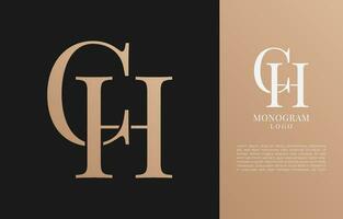minimaliste ch ou hc initiale lettre ancien marque et logo vecteur