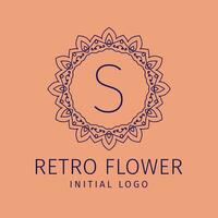 lettre s rétro fleur initiale vecteur logo conception