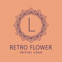 lettre l rétro fleur initiale vecteur logo conception