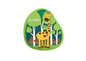 Lettre de l'alphabet g-girafe, papier découpé concept vector illustration