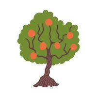 dessin animé été vert arbre avec mûr des fruits. vecteur