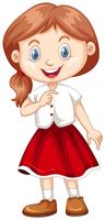 Jolie fille en chemise blanche et jupe rouge vecteur