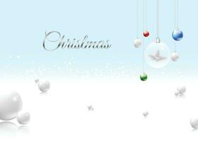 joyeux Noël sur brillant bleu Contexte conception avec Noël cristal Balle hiver Contexte vecteur