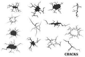 fissures. isolé sur blanc Contexte vecteur